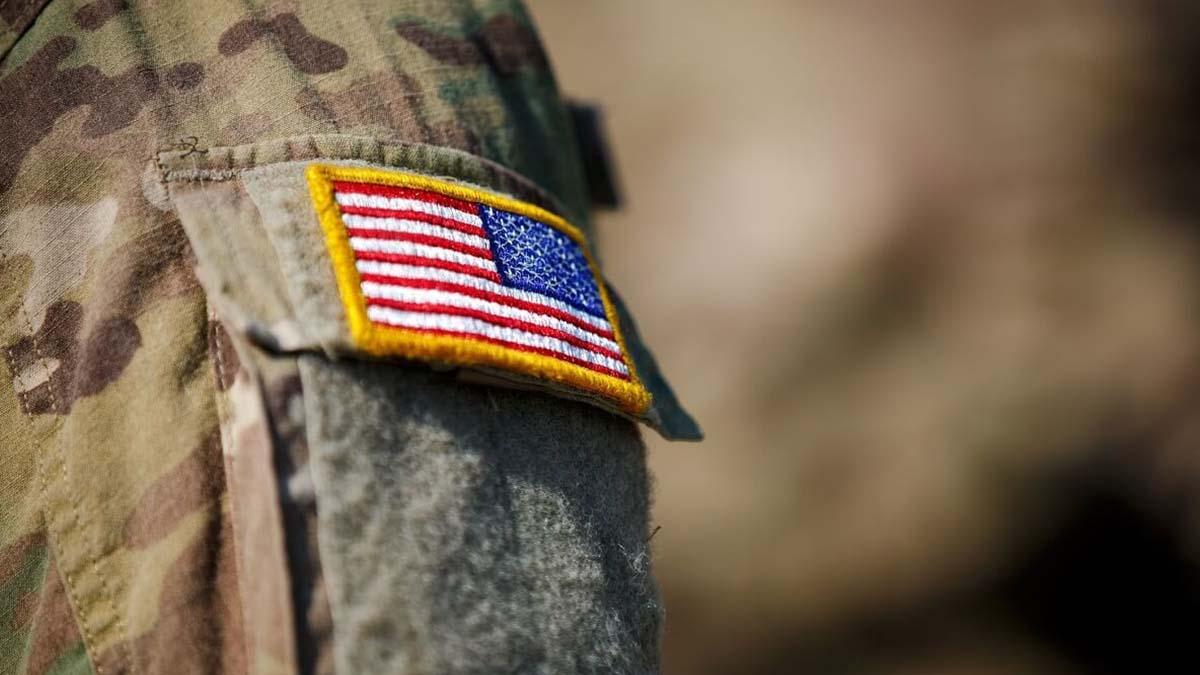 Military uniform with American flag arm patch 